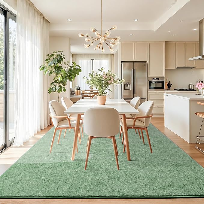 Chicrug 5x7 Minimalist Washable Area Rugs for Bedroom Living Room Classroom, Modern Soft Memory Foam Rug for Kids Nursery, Low Plie Indoor Carpet for Dorm Dining Office Bedside Room Decor, Sage Green
