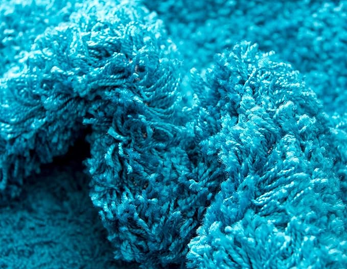 Unique Loom Solid Shag Collection Area Rug (6' 1" x 9' Rectangle, Turquoise)