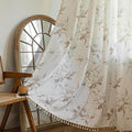 ENJOYBRIDAL Floral 63 Inch Curtains for Bedroom Cute Drapes Boho Semi Sheer Living Room Short Window Curtain Panels Retro Light Filtering Farmhouse Rod Pocket 2 Panels Window Treatments