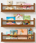 24 Inch Kids Wall Bookshelf for Bedroom, Large Floating Nursery Book Shelves for Baby Girls Boys Toddlers (24", Walnut)