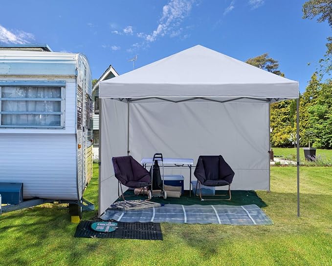 ABCCANOPY Pop up Canopy Tent with 2 Sidewalls for Outdoor Sun Blocking or Rain Protection,10x10, White