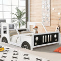 Full Size Car-Shaped Kids Bed with Headboard & Footboard and 4 Side Rails, Race Car Montessori Bed for Boys & Girls, White