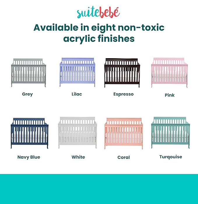 Suite Bebe Riley 4-in-1 Convertible Crib, Sea Turquoise Finish