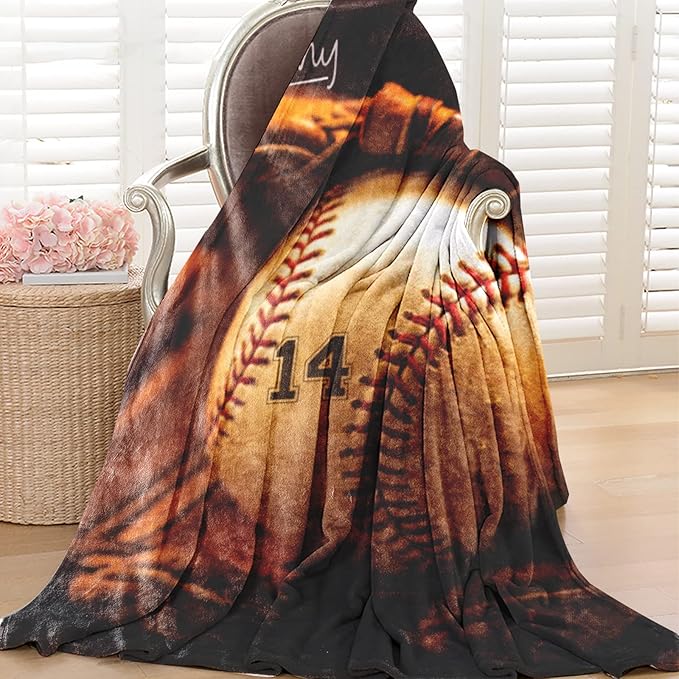 Custom Baby Soft Blanket: Personalized Bedding for Kids Softball Ball Throw Blankets - Perfect Newborn Gift Infant Swaddling Blanket with Name 40x50inch