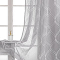 VISIONTEX Sheer Curtains 63 Inch Length 2 Panels Set Light Grey Moroccan Embroidered Curtains Trellis French Textured Rod Pocket Voile Tulle Semi Window Drapes for Bedroom Living Room 54 x 63 Inches