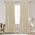 StangH Luxury Velvet Curtains 96 inches - Beige Light Dimming Energy Saving Drapes for Nursery Bedroom, Elegant Home Decor Back Tab Privacy Panels for Hallway, W62 x L96, 2 Panels