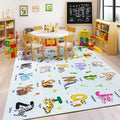 Kids Rugs for Playroom, 7x9 Feet Educational Rug for Learn The ABC Alphabet, Soft Machine Washable Non-Slip Cute Cartoon Animals Carpet for Classroom Toddler Nursery Kids Room Decor, Blue