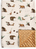 david's kids Muslin Minky Baby Blanket for Boys with Muslin Cotton Front and Dotted Fleece Backing, Breathable and Soft Lightweight Receiving Blanket for Newborns, 40x50 Inches, Woodland Animals