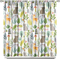 Cartoon Forest Kids Blackout Curtains,Cute Woodland Wild Animals Colorful Deer Plants Trees Print Pattern Thermal Insulation Window Drapes for Nursery Boys Girls Bedroom,White Background 55x63in