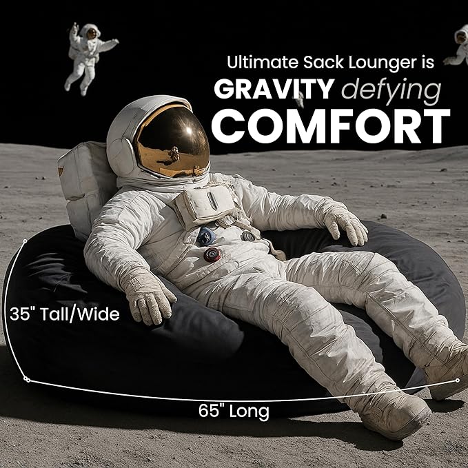 ULTIMATE SACK Lounger Bean Bag Chair, Oversize Bean Bag Chair for Adults, Comfy Chair Bean Bag Couch Lounge Sofa Loveseat Furniture | Camel Suede