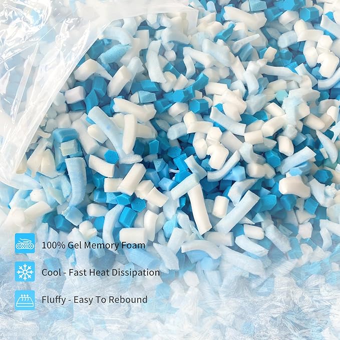 6LBS Shredded Memory Foam Filling Bean Bag Filler, Added Gel Particles Comfortable and Soft,Very Suitable for Filling Bean Bags, Pillows,Dog beds, Couch Cushion