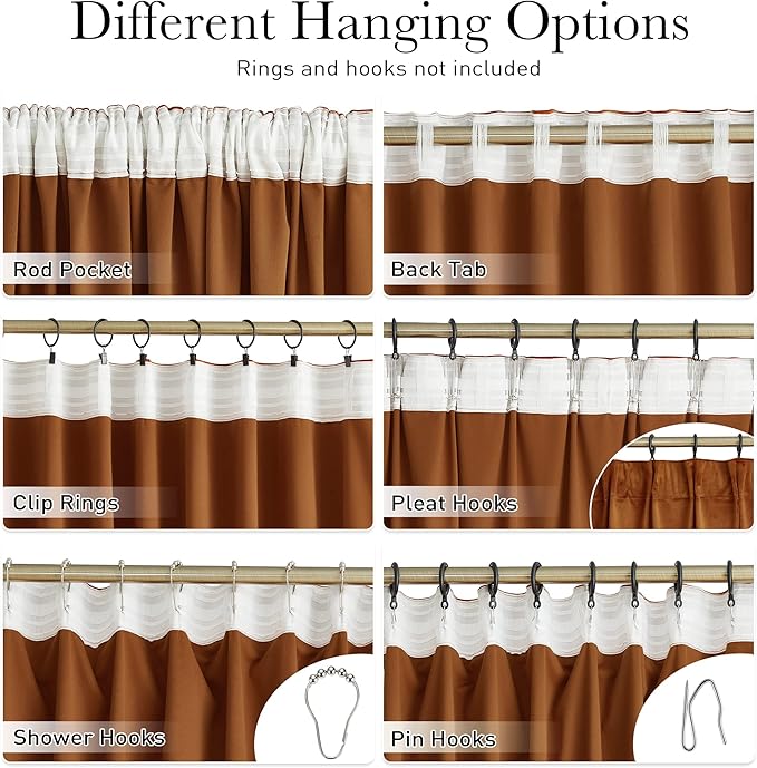 StangH Burnt Orange Velvet Curtains, Thermal Insulated Room Darkening Drapes for Bedroom, Living Room, Home Theater, Privacy Protect Decorative Window Treatment, 2 Panels, 52 x 72 Inches