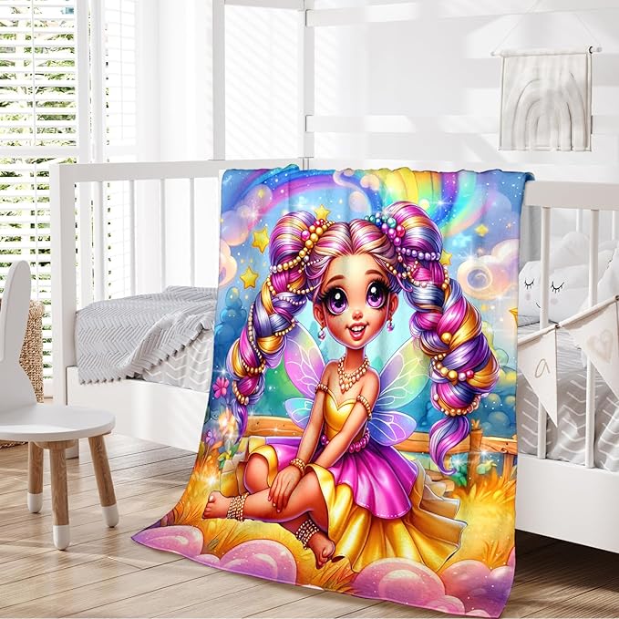 Blanket for Girls, Fairy Throw for Kids Teens 60x80 Inches Soft Warm Lightweight Cute Throw Blankets for Sofa Couch Bed Travel Daughter Birthday Gift