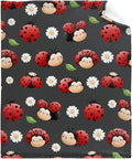 Thuswarm Cute Watercolor Ladybugs Grey Flannel Throw Blanket Warm Cozy Soft Funny Print Blankets for Bed Couch Sofa Room Decoration Gifts 120”×90” Extra Large for Family