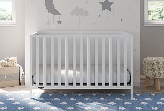 Graco Theo 3-in-1 Convertible Baby Crib (White) - GREENGUARD Gold Certified, Converts to Toddler Bed & Daybed, Fits Standard Full-Size Baby Crib Mattress, 4 Adjustable Mattress Heights