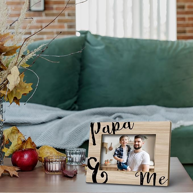 FONDCANYON Papa and Me Picture Photo Frame, Father Photo Frame, Grandpa Picture Frame, Papa Frame, Best Gifts for Father from daughter son, Papa Gifts for Father’s Day (5x7 Inch Photo)