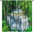 Scenic Nature Blackout Curtains, Natural Falls Landscape Forest Tree Waterfall Scenery Window Drapes, for Bedroom Living Room 42" W X 63" L