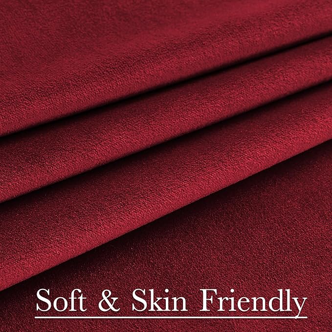 StangH Red Velvet Curtains 96 inches Long for Living Room, Christmas Decor Back Tab Thermal Insulated Privacy Protect Drapes for Bedroom Home Theater, W52 x L96, 2 Panels