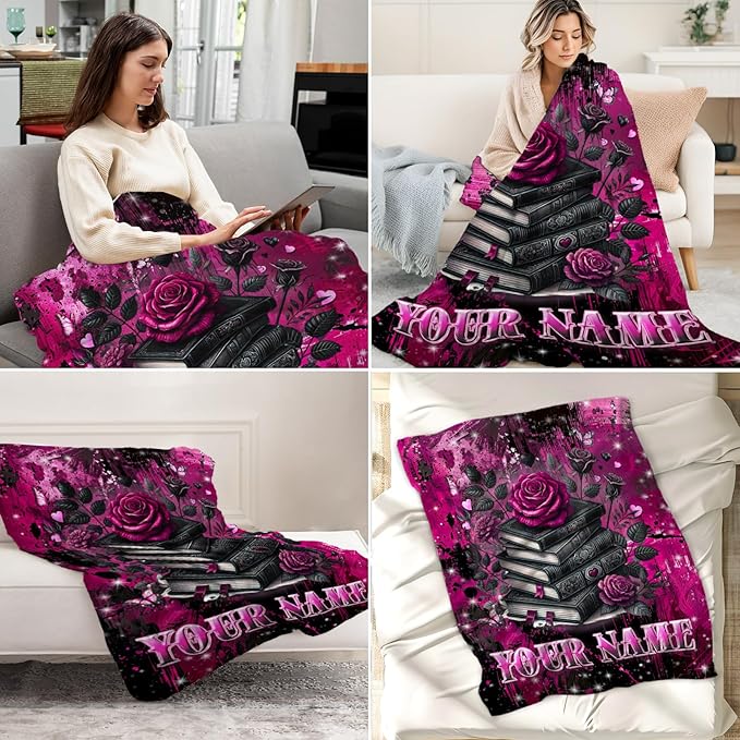 Custom Blanket for Women - 60" x 80" Book Lovers Gifts for Girls - Gothic Throw for Bed, Living Room