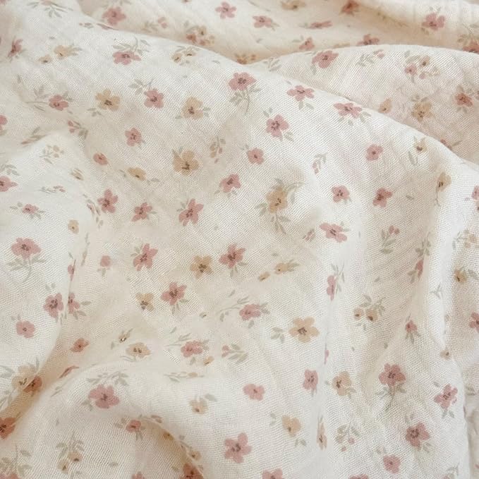BuLuTu Chic Princess Duvet Cover Full for Teens Girls Pink Floral Comforter Cover 79"x90", Cotton Muslin Quilt Cover with Ruffles Vintage Cottage Bedding, Zipper Closure, No Pillow