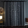 Kinryb Black Star Cutout Blackout Curtains Double Layer Curtains with Durable Sheer Curtains for Bedroom Thermal Insulated Window Treatment Set with 2 Free Tiebacks (52W x 72L 2 Panels Black)