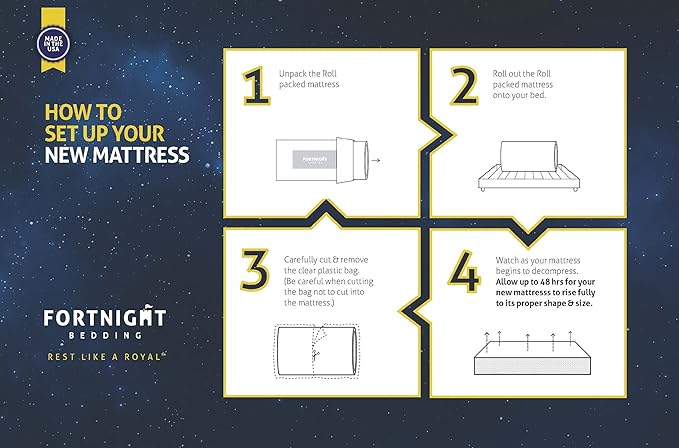 Fortnight Bedding 10 inch Queen Size Memory Gel Infused Foam Mattress with White Stretch Knit Fabric - CertiPUR-US Certified – 10 Year Warranty - Made in USA