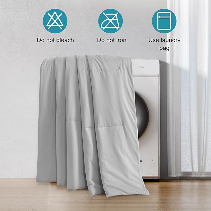NTBAY Cooling Throw Blanket, 50x60 Inches - Japanese Double-Sided Cool Fabric with Q-Max 0.43, Soft Summer Couch Blanket for Adults, Kids and Pets, Light Grey