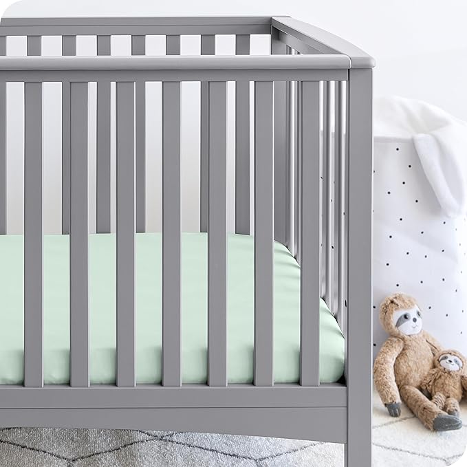 Bare Home 3-Pack Fitted Crib Sheet - Premium 1800 Ultra-Soft Microfiber - Breathable - Baby Sheet - for Boys & Girls - Fits Standard Crib and Toddler Mattresses (Sky Blue/Spring Mint/Cloud Grey)