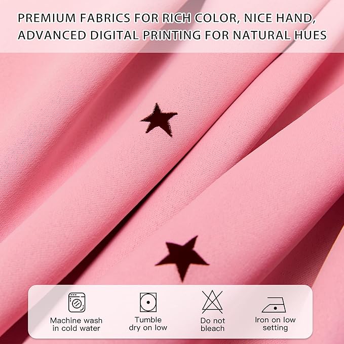 XiDi Pink Curtains for Girls Bedroom 84 Inches Long Blackout Nursery Curtains Double Layer with Sheer Overlay for Kids Toddler Princess Room Grommet Privacy Room Darkening Window Drapes 34 x 84 Inch