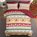 7 Pcs Full Size Christmas Comforter Set with 2 Pillowcases & 2 Shams, Cute Snowman Bedding for Kids and Adults, Snowflake Xmas Socks Bed in a Bag with Flat Fitted Sheet
