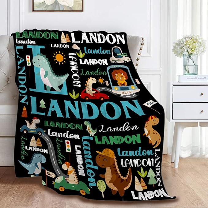 Custom Dinosaur Truck Blanket Gifts for Girls Boys Women - Super Soft Cozy Warm Throw Sheet for Couch Bed Sofa Office Decor All Season 50"x60" for Teens