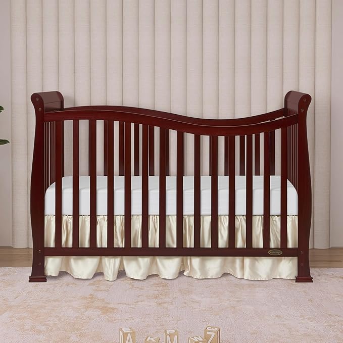 Dream On Me Violet 7-in-1 Convertible Full-Size Baby Crib with Toddler, Day & Full Bed Conversion in Espresso, GreenGuard Gold & JPMA, 4 Mattress Heights, Sustainable Pinewood