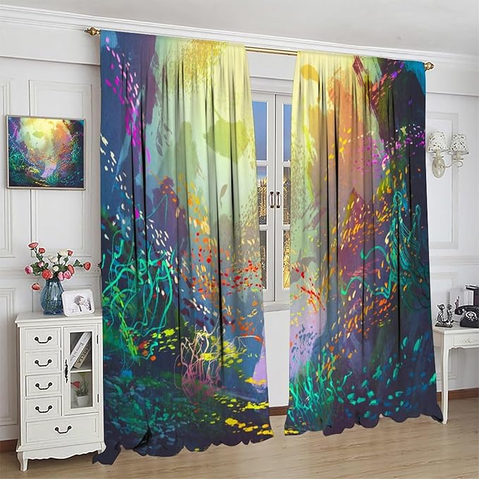 Ocean Blackout Curtain, Untouched Wild Underwater Aquatic World Corals Exotic Fishes Seascape Curtain for Living Room Cafe Set 2 Panels,84x84 Inches, Style-2