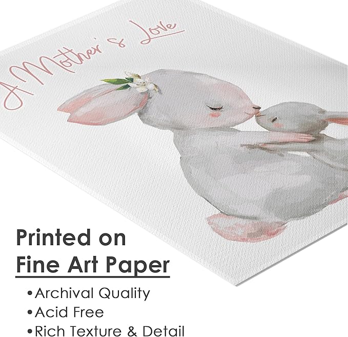 DREAM BIG PRINTABLES Mother and Child Bunny Wall Art Print - Unframed - 11x14 | Nursery Decor | Bedroom Decor | Room Decor Aesthetic | Bedroom Wall decor