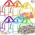 12.6 * 9.25 * 6.9 IN Extra Large Toy Storage Bags, 6 Packs Clear Colorful Waterproof Toy Organizer Bags with Labels, Dual Zippers and Portable Handheld Design, Board Game Storage for Building Blocks