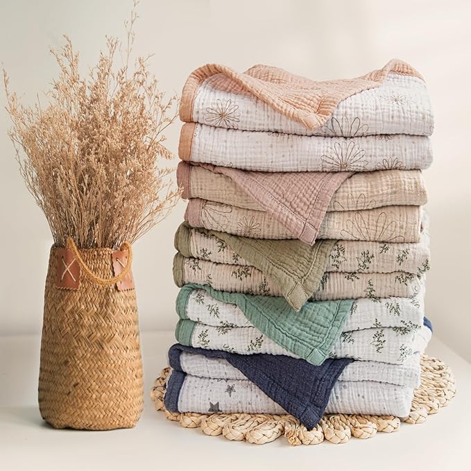 lulumoon Muslin Quilt Blanket, Crib Blanket for Baby and Toddler,47x47 Inches(Olive Tree)