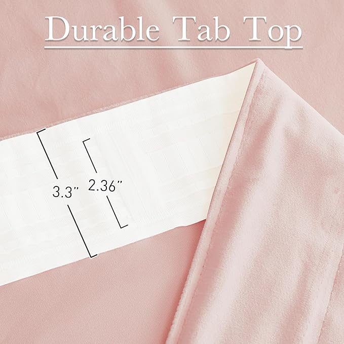 StangH Baby Pink Velvet Curtains 96 Inches Long, Room Darkening Super Soft Drapes with Rod Pocket Back Tab Styling for Living Room Bedroom, Thermal Insulated Window Treatment, W52 x L96 inch, 2 Panels