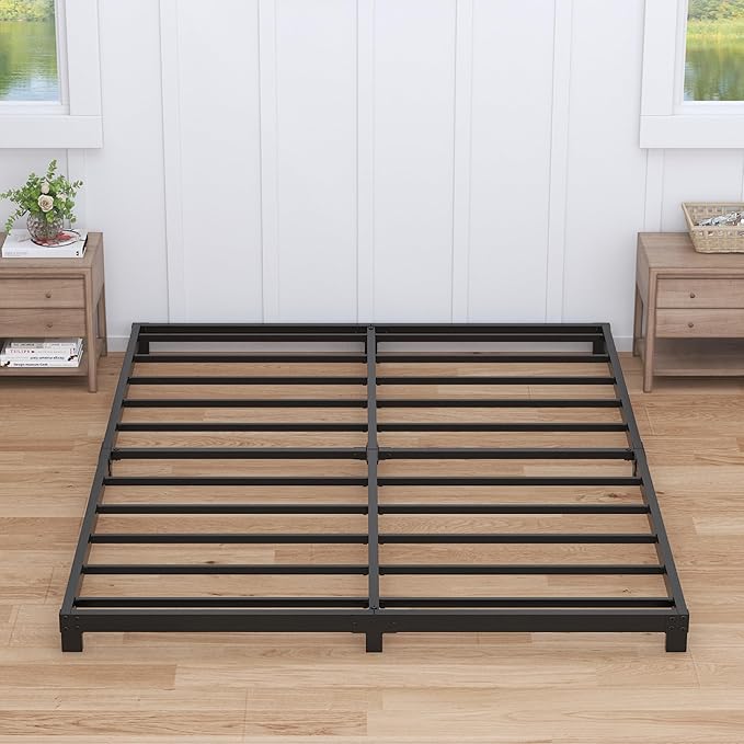 3 Inch Bed Frame King Size Low Profile, King Bed Frame No Box Spring Needed, Heavy Duty Metal, Easy Assembly, Black