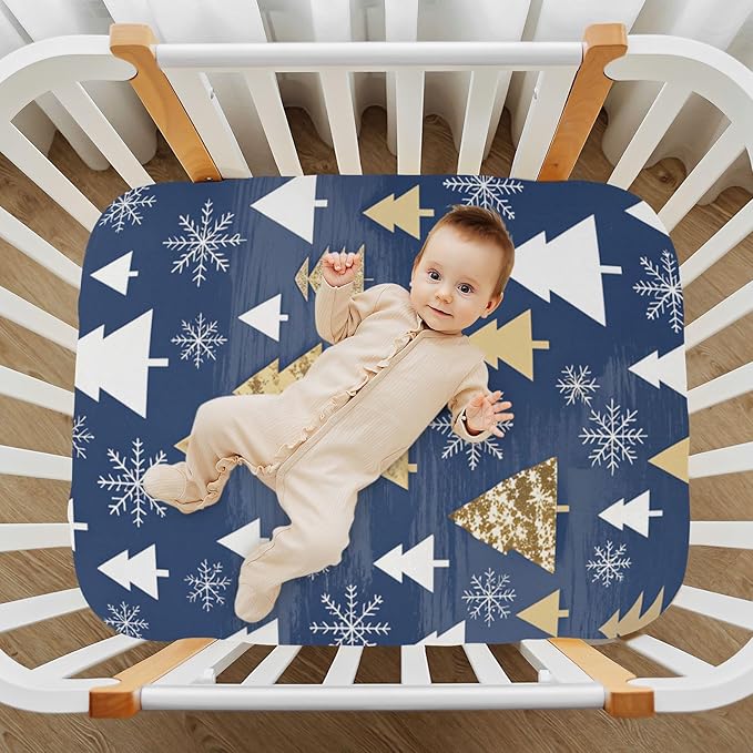 Crib Sheet, Unisex Crib Sheet, Soft and Comfortable for Standard Crib and Toddler Mattress, Christmas Tree
