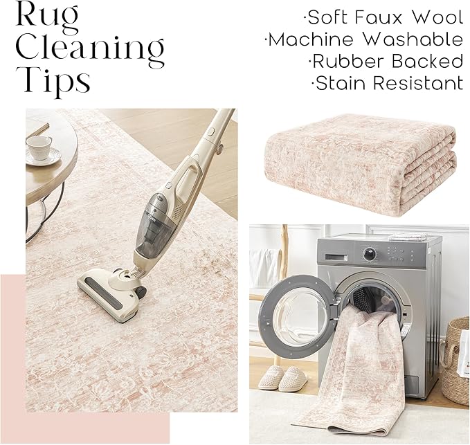 Pink Boho Font Door Mat for Indoor Entrance Washable Non Slip Cute Vintage Floral Aesthetic 3x5 Area Rugs for Entryway Entry