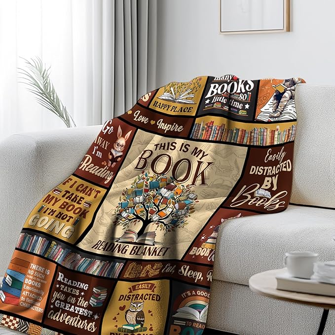 Book Lovers Gifts, Gifts for Books Lovers Women Men, Bookish Gift for Readers, Reading Blanket, Librarian Gifts for Christmas, Book Club/Bookworm/Reading Gift, Literary Blanket 50"x60"