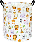 KUNRO Tiger Animals Round Laundry Basket Hamper Kids Toys and Clothes Storage Basket Children Gift Basket Baby Toy Organizer Bins for Room Decor