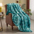 NEWCOSPLAY Super Soft Faux Fur Throw Blanket for Couch Tie-dye Light Teal Sherpa Fuzzy Plush Warm Blanket for Sofa Bed (Tie-dye Light Teal, Throw(50"x60"))