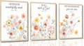 Esejchiam 3pcs Christian Floral Wall Art Wildflowers Bible Verse Canvas Wall Decor Boho Floral Paintings Prints Poster for Living Room Bedroom Home Decorations Unframed