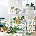 Personalized Baby Crib Bedding Set, 5 Pcs Custom Name Nursery Bedding Set for Boys Girls, Safari Animals Theme Baby Bedding Sets, Flannel Blanket, Newborn Infant New Parents Cusotmized Gifts