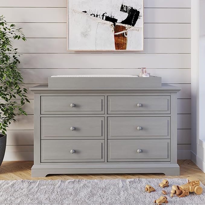Child Craft Universal Changing Table Topper, Convert Dresser into a Changing Table Surface, Securely Attaches, Non-Toxic, Baby Safe Finish (Lunar Gray)