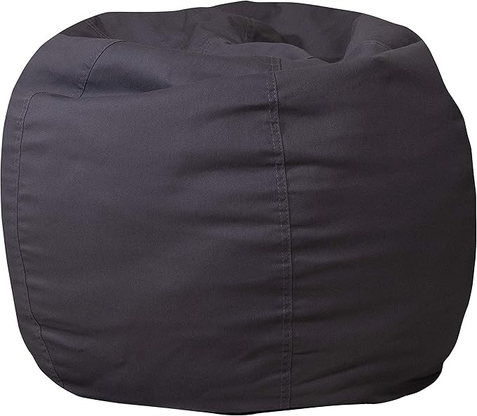 EMMA + OLIVER Small Solid Gray Bean Bag Chair for Kids and Teens