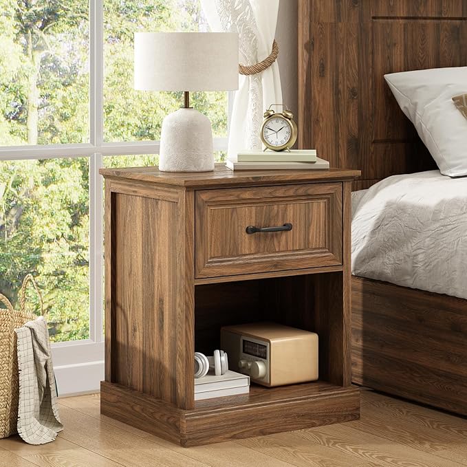 CARPETNAL Farmhouse Dresser and Nightstand Sets for Bedroom, 3 Pcs Bedroom Set, 6 Drawer Dresser & Nightstand Set of 2, Modern Wood Chest of Drawers for Bedroom, Living Room, Entryway, Brown