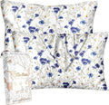 Silk Pillowcase 2 Pack - Pillow Cases 20" x 30" Queen Size Set of 2 for Hair and Skin Smooth Soft Breathable with Hidden Zipper Cooling Pillow Covers for Sleeping,Blue Daisy