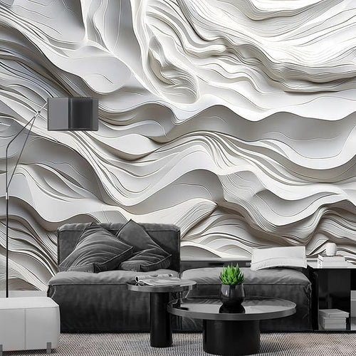 AFZEVEB-3D Stereo Relief Lines Living Room Background Wallpaper Mural 114"x74"(Not Peel and Stick)